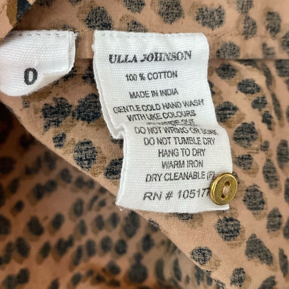 Ulla Johnson Lennie Pleated Cotton Poplin Top Cheetah Print Animal Print Size 0 - Picture 8 of 13